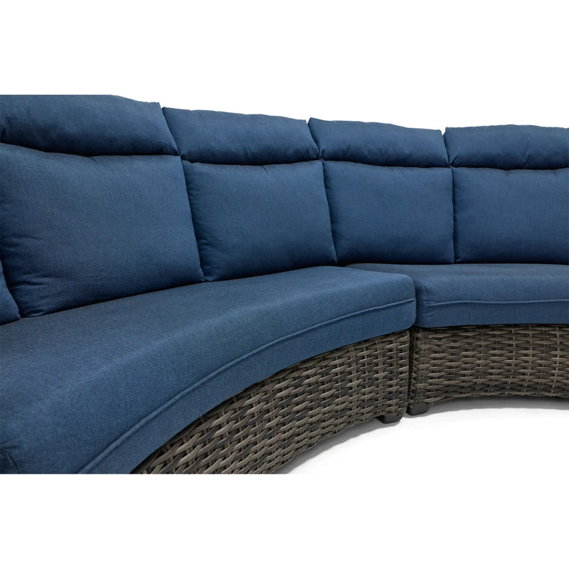 Grey Kampala 4 Piece Lifeguard Lapis Indigo Curved Sectional Group - The Great Escape