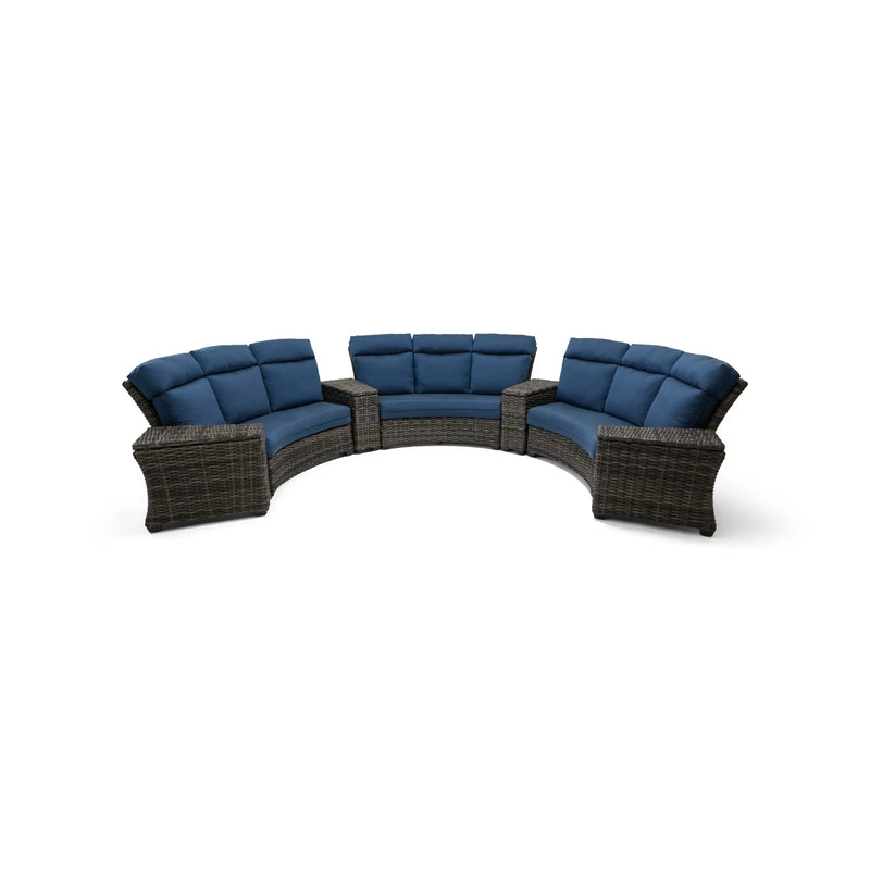 Grey Kampala 7 Piece Lifeguard Lapis Indigo Curved Sectional Group - The Great Escape