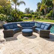 Grey Kampala 8 Piece Lifeguard Lapis Indigo Curved Sectional Chat Group - The Great Escape