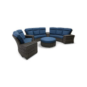 Grey Kampala 8 Piece Lifeguard Lapis Indigo Curved Sectional Chat Group - The Great Escape