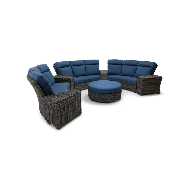 Grey Kampala 8 Piece Lifeguard Lapis Indigo Curved Sectional Chat Group - The Great Escape