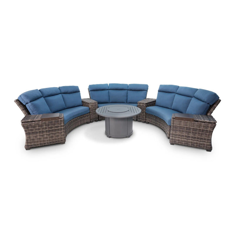 Grey Kampala 8 Piece Curved Sectional Firepit Group - The Great Escape
