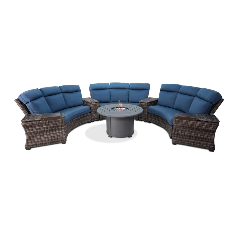Grey Kampala 8 Piece Curved Sectional Firepit Group - The Great Escape