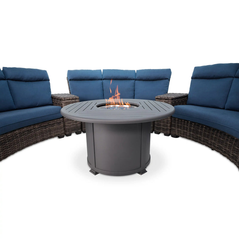 Grey Kampala 8 Piece Curved Sectional Firepit Group - The Great Escape