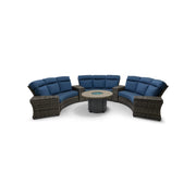 Grey Kampala 8 Piece Lifeguard Lapis Indigo Curved Sectional Firepit Group - The Great Escape