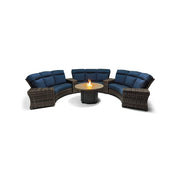 Grey Kampala 8 Piece Lifeguard Lapis Indigo Curved Sectional Firepit Group - The Great Escape