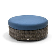 Grey Kampala 42 Inch Round Cushioned Ottoman Lifeguard Lapis Indigo - The Great Escape