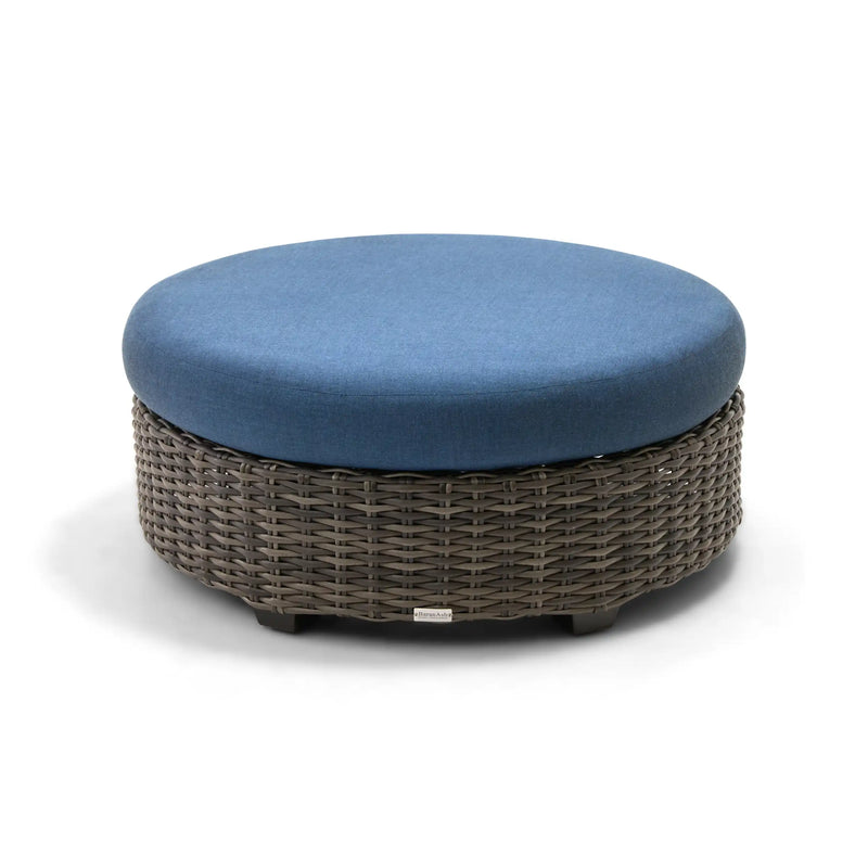 Grey Kampala 42 Inch Round Cushioned Ottoman Lifeguard Lapis Indigo - The Great Escape