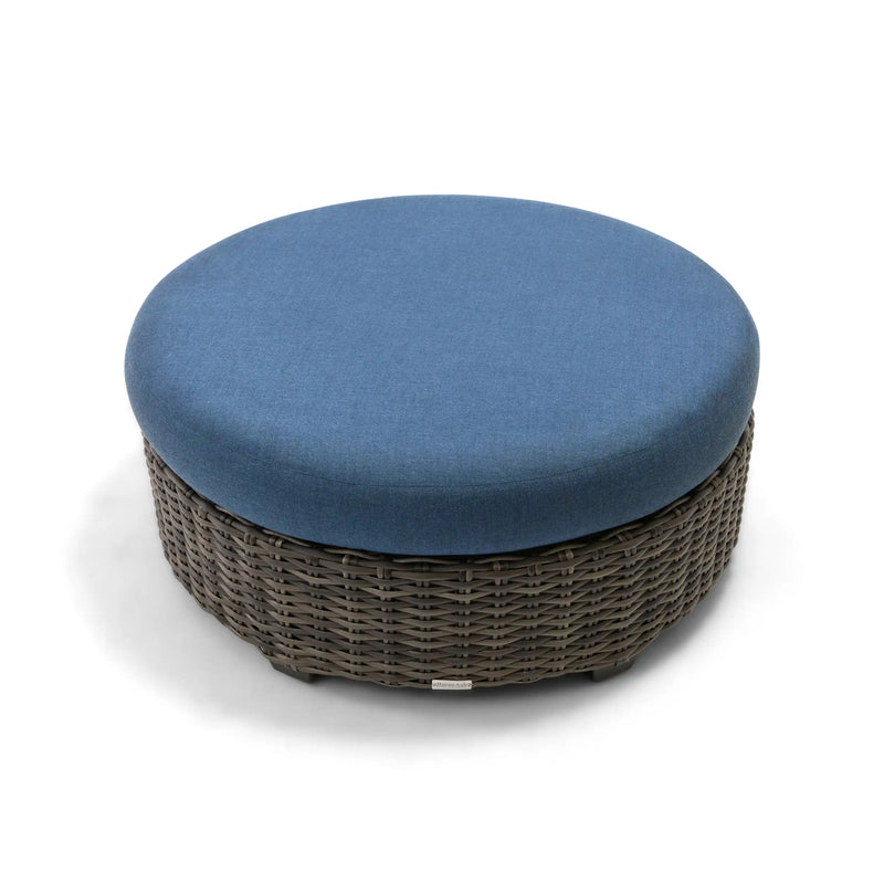 Grey Kampala 42 Inch Round Cushioned Ottoman Lifeguard Lapis Indigo - The Great Escape