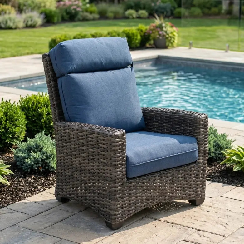 Grey Kampala Cushioned Lounge Chair - Lifeguard Lapis Indigo - The Great Escape