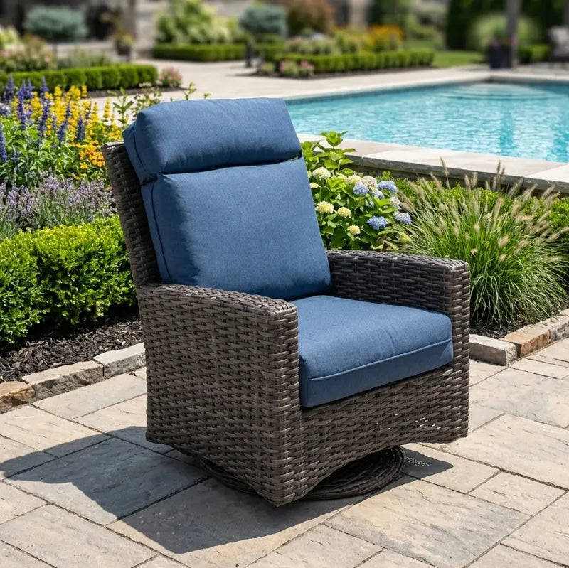 Grey Kampala Lifeguard Lapis Indigo Swivel Glider - The Great Escape