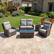 Grey Kampala 5 Piece Makar Oyster Loveseat Chat Group - The Great Escape