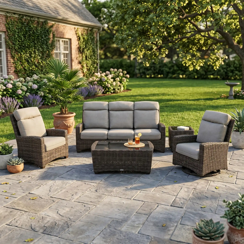 Grey Kampala 5 Piece Makar Oyster Sofa Chat Group - The Great Escape