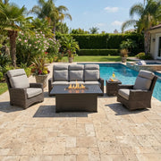 Grey Kampala 5 Piece Makar Oyster Sofa Firepit Group - The Great Escape