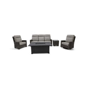 Grey Kampala 5 Piece Sofa Firepit/Chat Group - Makar Oyster - The Great Escape