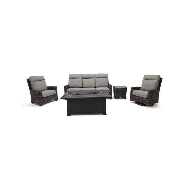Grey Kampala 5 Piece Sofa Firepit/Chat Group - Makar Oyster - The Great Escape