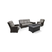 Grey Kampala 5 Piece Sofa Firepit/Chat Group - Makar Oyster - The Great Escape