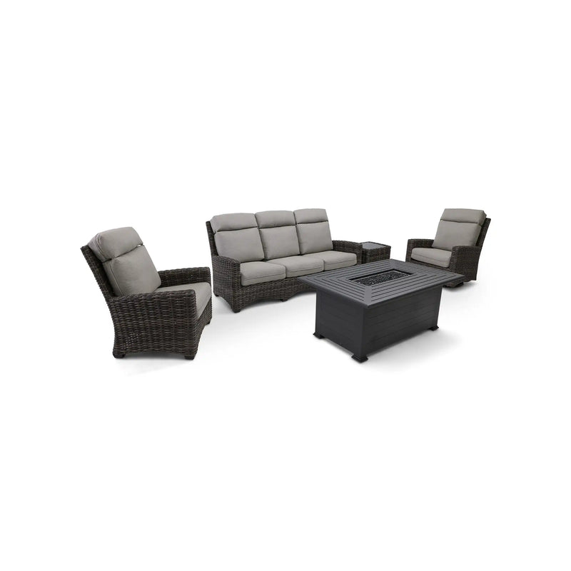 Grey Kampala 5 Piece Sofa Firepit/Chat Group - Makar Oyster - The Great Escape