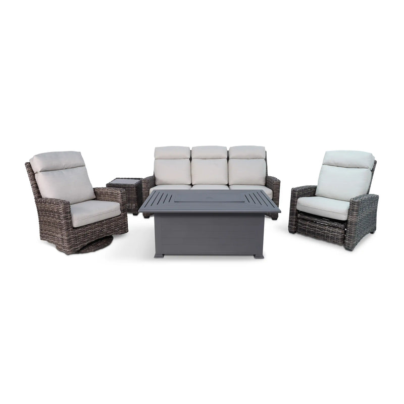 Kampala Grey 5 Piece Sofa Firepit Group - The Great Escape