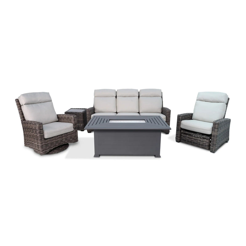 Kampala Grey 5 Piece Sofa Firepit Group - The Great Escape