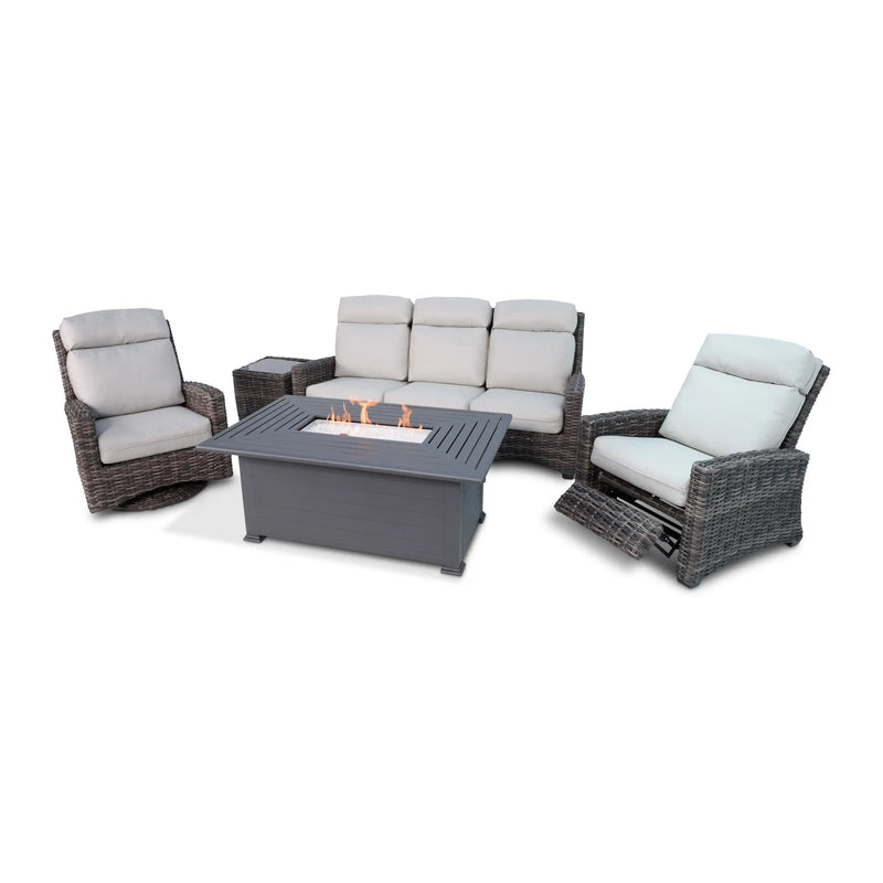 Kampala Grey 5 Piece Sofa Firepit Group - The Great Escape