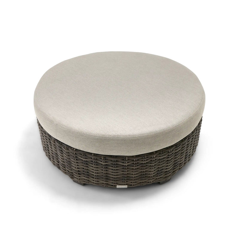Grey Kampala Makar Oyster 42 Inch Round Ottoman - The Great Escape