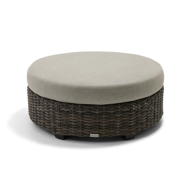 Grey Kampala Makar Oyster 42 Inch Round Ottoman - The Great Escape