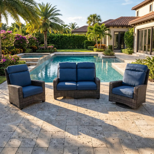 Grey Kampala 3 Piece Lifeguard Lapis Indigo Loveseat Group - The Great Escape