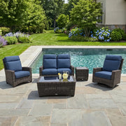 Grey Kampala 5 Piece Lifeguard Lapis Indigo Loveseat Chat Group - The Great Escape