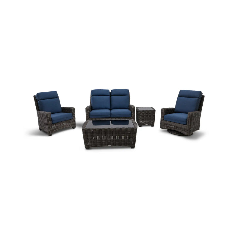 Grey Kampala 5 Piece Lifeguard Lapis Indigo Loveseat Chat Group - The Great Escape