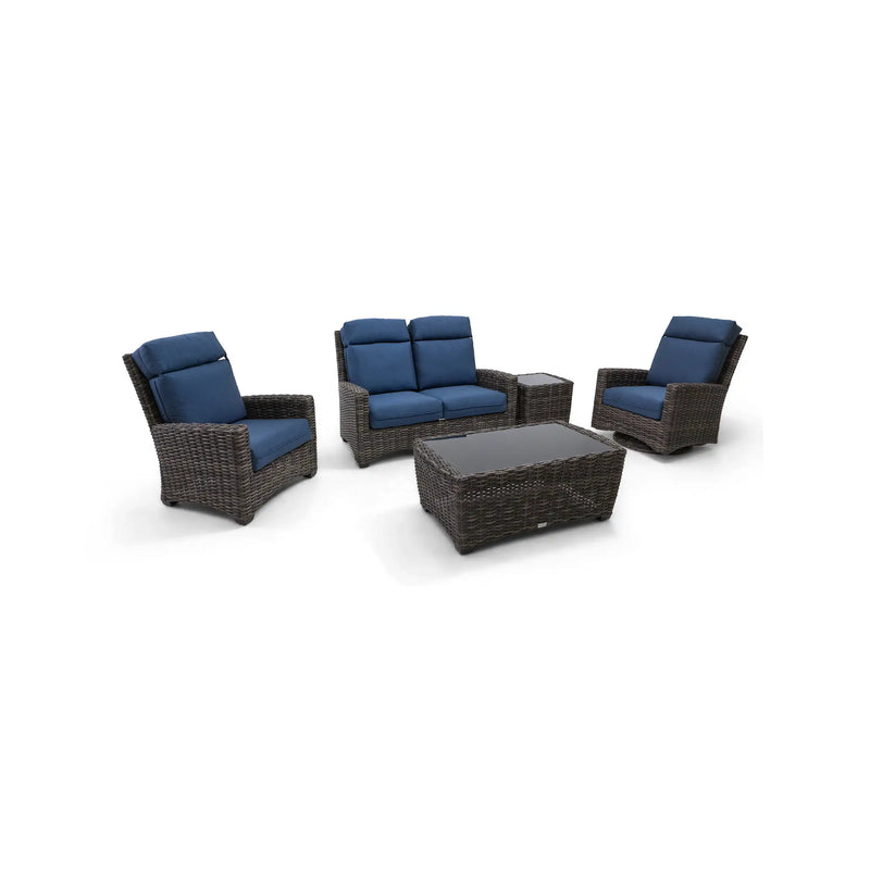 Grey Kampala 5 Piece Lifeguard Lapis Indigo Loveseat Chat Group - The Great Escape