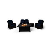 Grey Kampala 5 Piece Lifeguard Lapis Indigo Loveseat Firepit Chat Group - The Great Escape