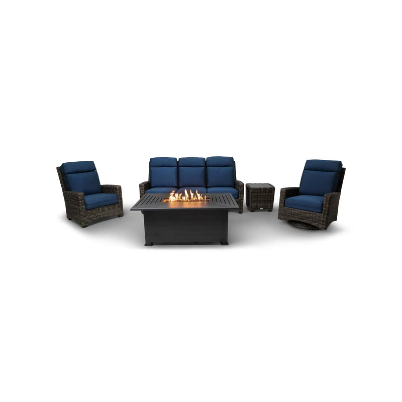 Grey Kampala 5 Piece Lifeguard Lapis Indigo Sofa Firepit Group - The Great Escape