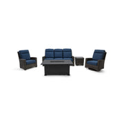 Grey Kampala 5 Piece Lifeguard Lapis Indigo Sofa Firepit Group - The Great Escape