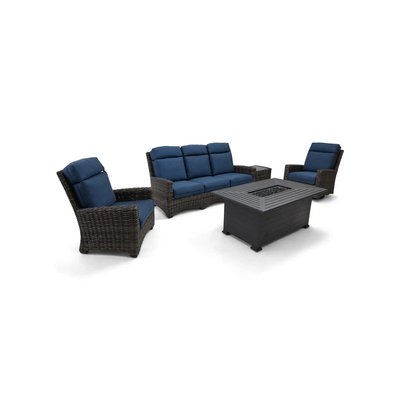 Grey Kampala 5 Piece Lifeguard Lapis Indigo Sofa Firepit Group - The Great Escape