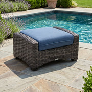 Grey Kampala Cushioned Ottoman - Lifeguard Lapis Indigo - The Great Escape