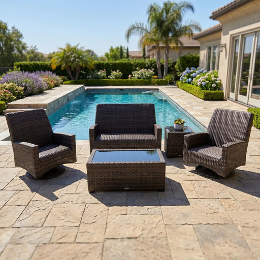 Grey Kampala 5 Piece QDF Loveseat Chat Group - The Great Escape