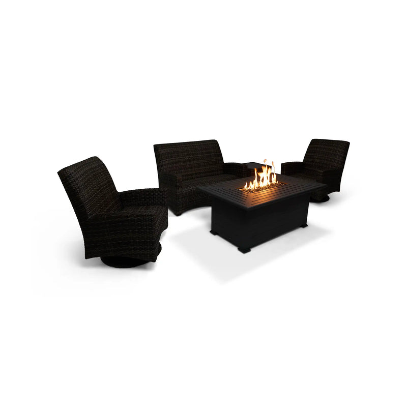 Grey Kampala 5 Piece QDF Loveseat Firepit Chat Group - The Great Escape