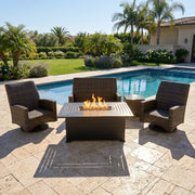 Grey Kampala 5 Piece QDF Loveseat Firepit Chat Group - The Great Escape