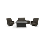 Grey Kampala 5 Piece QDF Loveseat Firepit Chat Group - The Great Escape