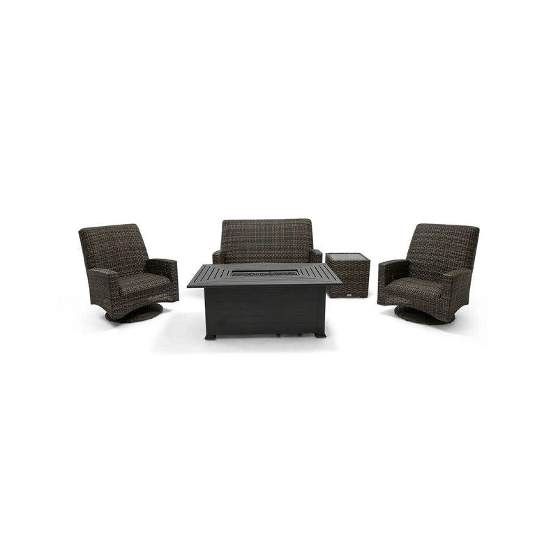 Grey Kampala 5 Piece QDF Loveseat Firepit Chat Group - The Great Escape
