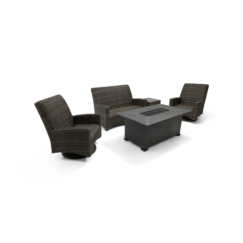 Grey Kampala 5 Piece QDF Loveseat Firepit Chat Group - The Great Escape