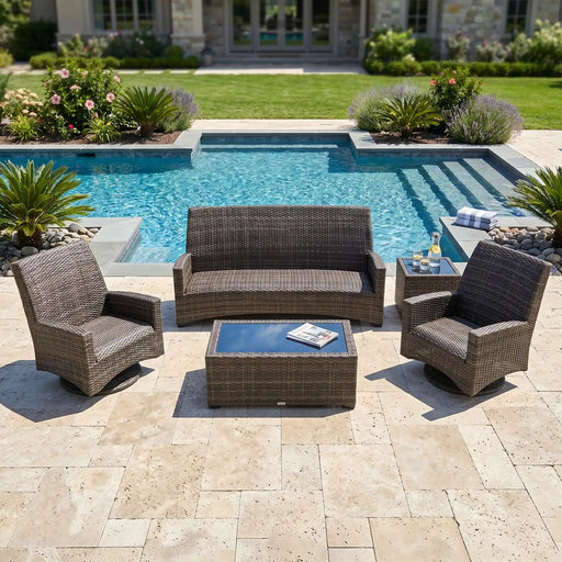 Grey Kampala 5 Piece QDF Sofa Chat Group - The Great Escape