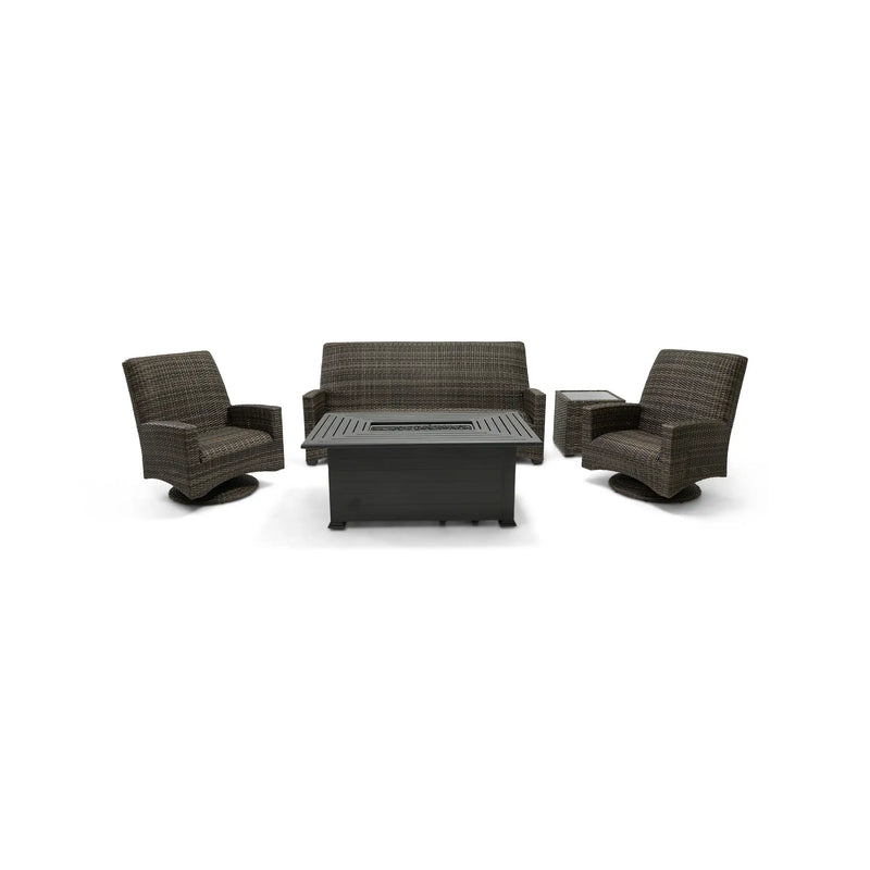 Grey Kampala 5 Piece QDF Sofa Firepit Chat Group - The Great Escape
