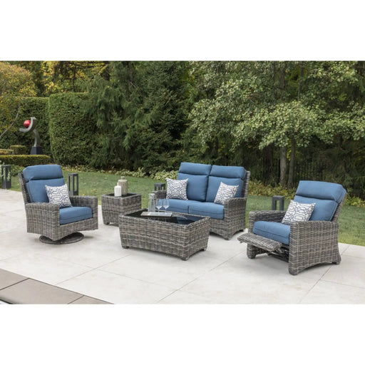 Kampala Grey 5 Piece Loveseat Group in Lapis Indigo - The Great Escape