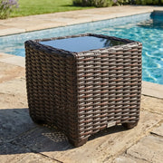 Kampala 23" Square End Table W/ Print Glass - The Great Escape