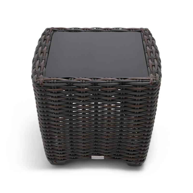 Kampala 23" Square End Table W/ Print Glass - The Great Escape