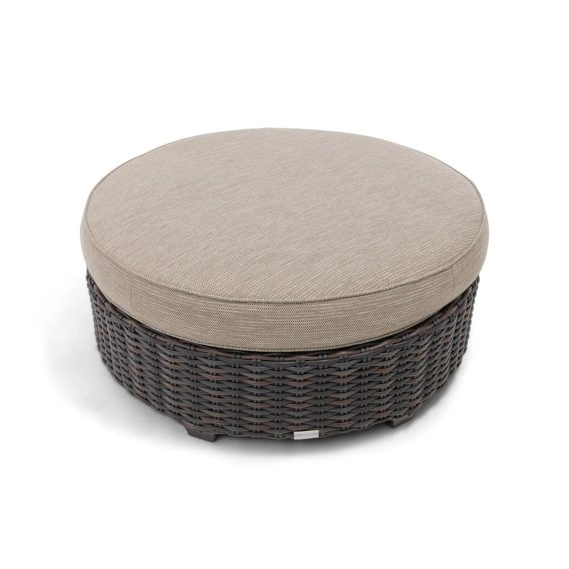 Kampala Mirage Latte 42 Inch Round Cushioned Ottoman - The Great Escape