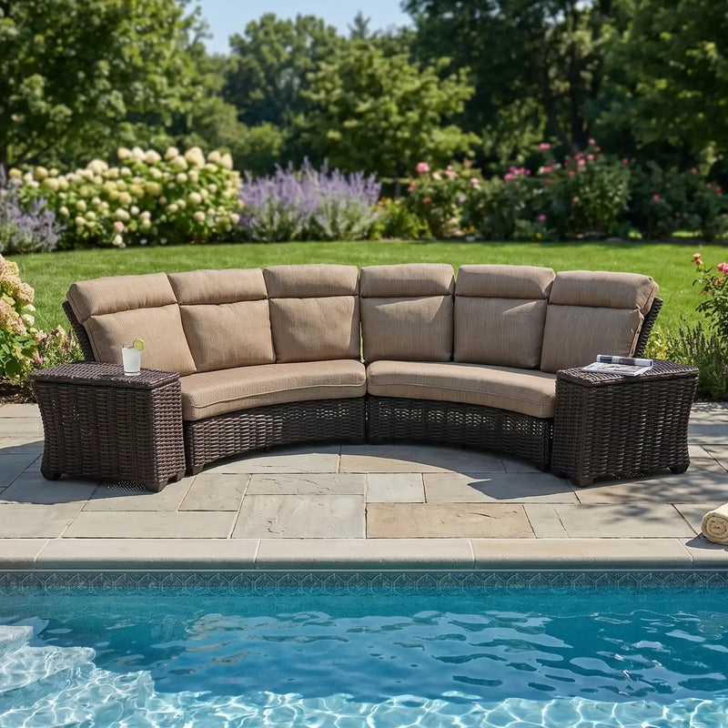 Kampala 4 Piece Mirage Latte Curved Sectional Group - The Great Escape