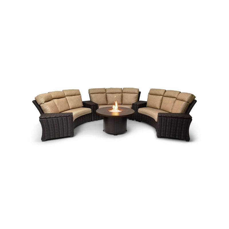 Kampala 8 Piece Mirage Latte Curved Sectional Firepit Group - The Great Escape